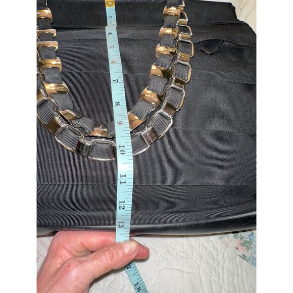 VINTAGE FERRAGAMO LARGE CHAIN LINK CANVAS TOTE BAG - Picture 8 of 9